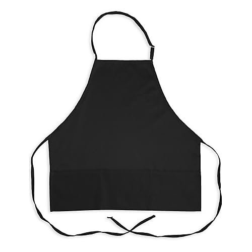 KNG Black 3 Pocket Adjustable Bib Apron for Men and Women - Pack of 6